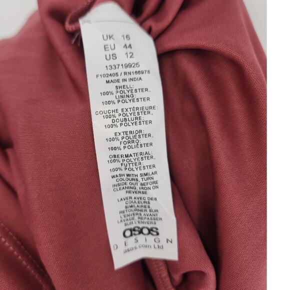 ASOS Design Sleeveless Rose Print Midi Dress Pink/Red US 12 (UK 16, EU 44) NWOT - Picture 9 of 13